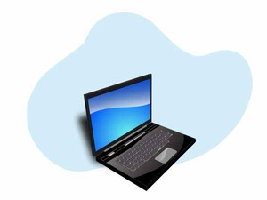 A laptop in mint condition is floating, displaying a blue screen with the text: "Gayathri Infotech - The Best Computer, Laptop, and Desktop Repair Service in Thrissur." Brands: Asus | Dell | HP | Lenovo
